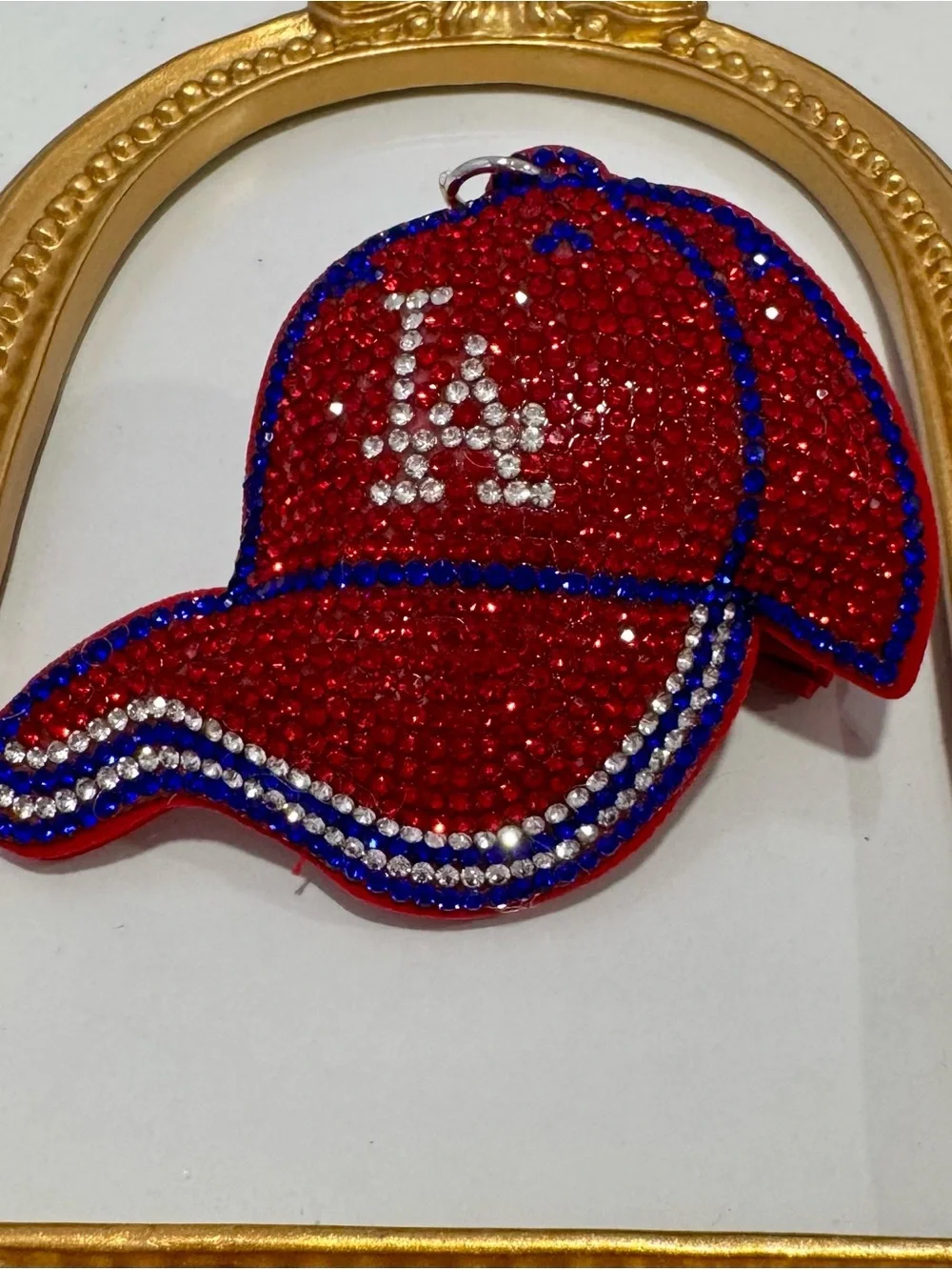 New Rhinestone Red Baseball Cap Keychain/Bag Charm
